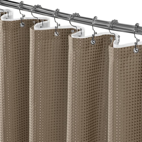 72 in. W x 72 in. L Luxury Cloth Waffle Shower Curtain Set in Beige for Home Bathroom, Modern Bathroom Renovation