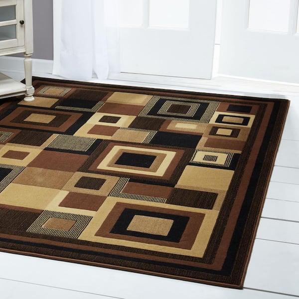 Catalina Black/Brown 2 ft. x 3 ft. Geometric Area Rug