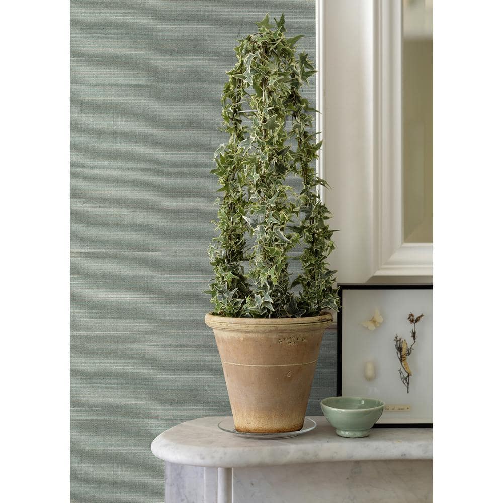 Aqua Non-Pasted Grasscloth Wallpaper Roll