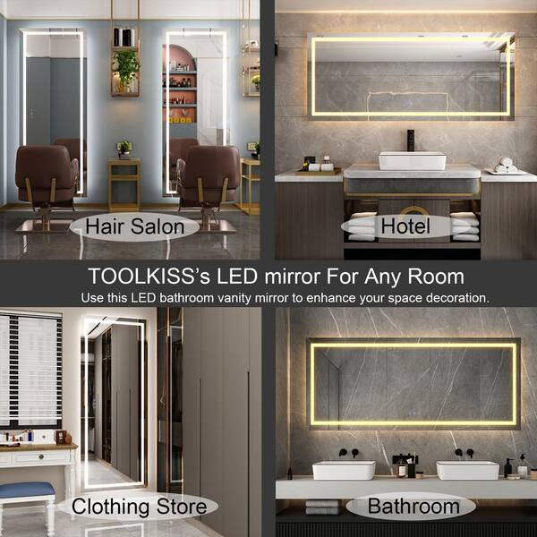 TOOLKISS 40 in. W x 32 in. H Rectangular Aluminum Framed Wall Bathroom  Vanity Mirror in Gold B10080BG - The Home Depot