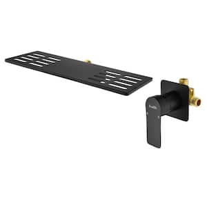 Single-Handle Wall Mount Roman Tub Faucet Brass Waterfall Tub Filler (Valve Included) in Matte Black