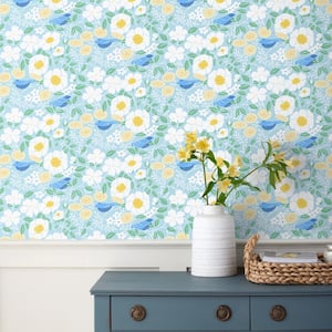 Blue Bird Non-Pasted Wallpaper Roll (Covers approximately 52 square feet continuous)