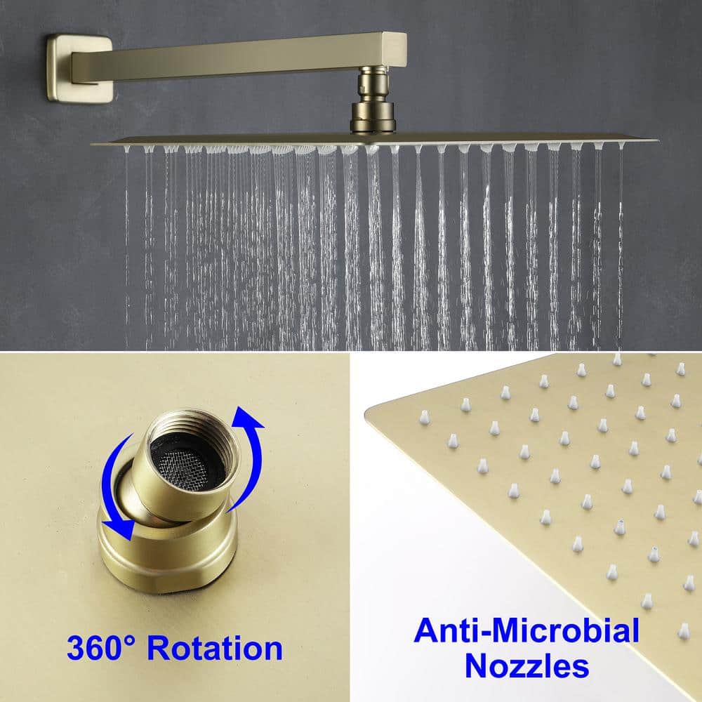 Brushed Gold Dual Rain and Handheld Shower System