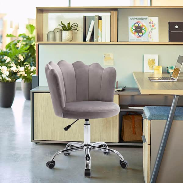 Performance everyday velvet gray pleated swivel desk discount chair