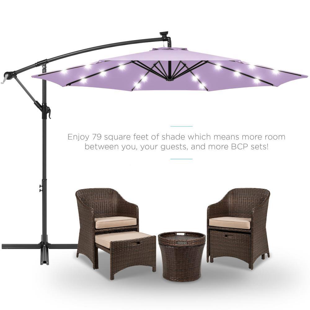 Lavender 10ft Market Patio Umbrella with Adjustable Tilt and LED Lights