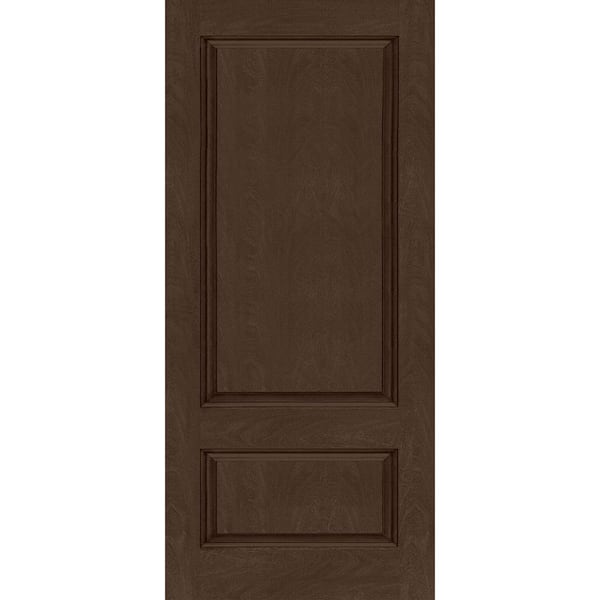 Steves & Sons Regency 36 in. x 80 in. Universal Handing 2-Panel 3/4-Squaretop Hickory Stain Fiberglass Front Door Slab