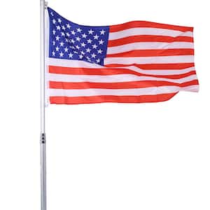 16 ft. Aluminum Outdoor Inground Heavy Duty Flagpole with U.S. Flag and Topper Balls for Yard, Residential, Commercial