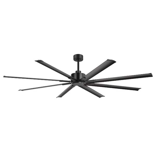 Melissa 84 in. (7 ft.) 6 Fan Speeds Industrial Ceiling Fan in Black with 8 Aluminum Blades and Remote Included No Light