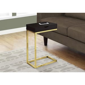 Espresso Accent Table with Gold Metal