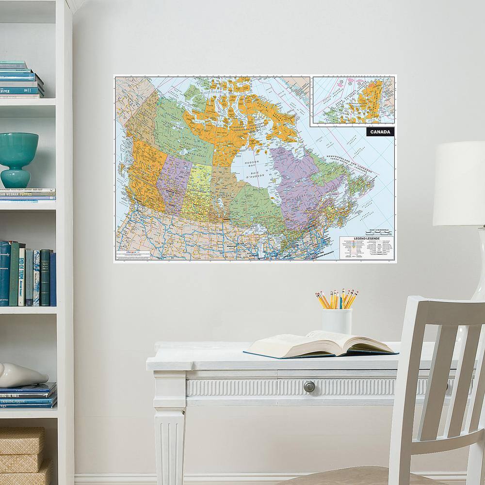 Canada Dry Erase Multicolor Map Vinyl Wall Decal