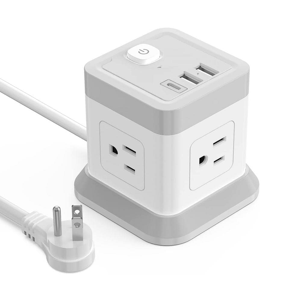5 ft. Power Strip with USB Flat Plug Extension Cord 4 Outlets and 3 USB (1 USB C) Power Cord Desktop Charging Station price history on PriceWatchPro