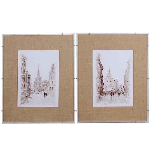Miscool Anky 2-Piece Framed Art Print 24 in. x 30 in. European Cities Watercolor Framed Prints