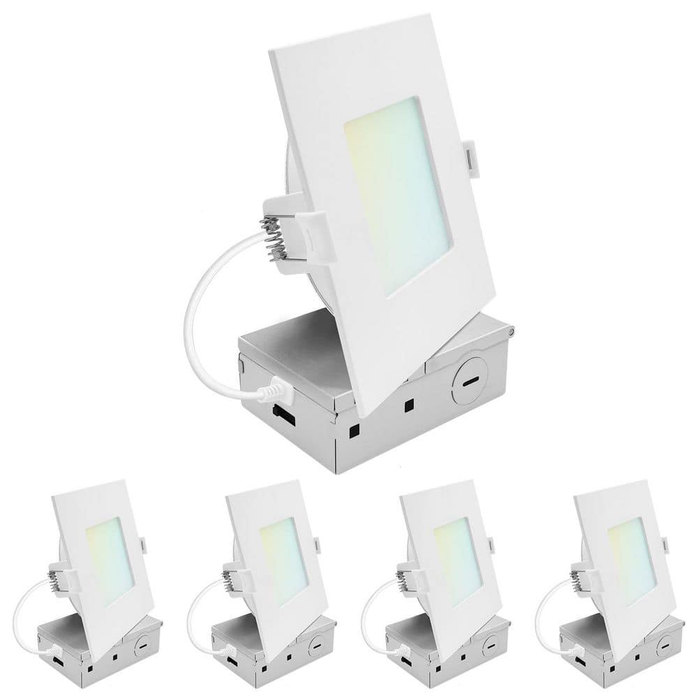 5 In. Integrated LED Square Recessed Light, Mini Panel Light, 5CCT, 1200LM, 13W, 100°, Dimmable, ETL Listed 4 Pack price history on PriceWatchPro