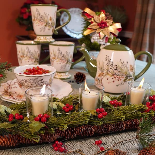 バーベキュー・調理用品 NATAL DESIGN  HAPPY SIERRA CUP SET 2022 Certified International 18 oz. Multi-Colored Ceramic Winters