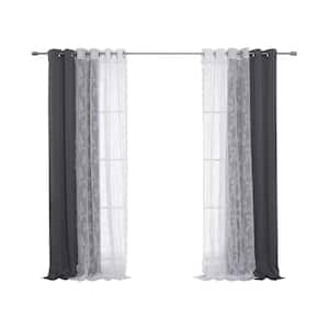 Dark Gray Polyester Solid 52 in. W x 84 in. L Grommet Blackout Curtain (Set of 2)