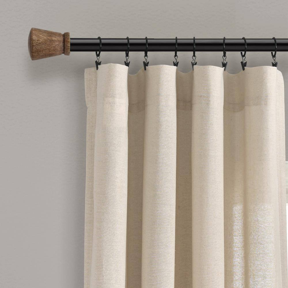 Dark Linen Light-Filtering Cotton Blend Pleated Curtain Panel