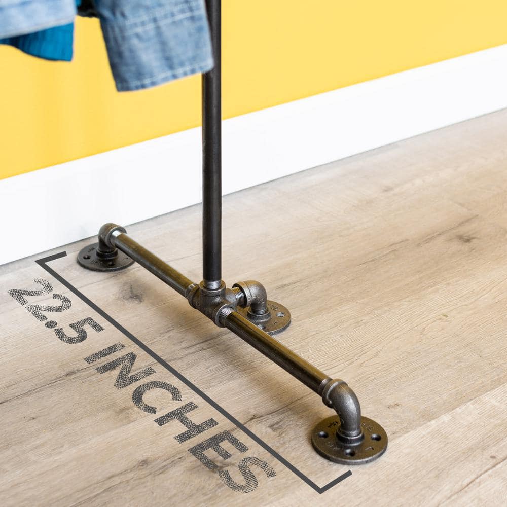 Industrial Black Steel Double Hung Clothing Rack