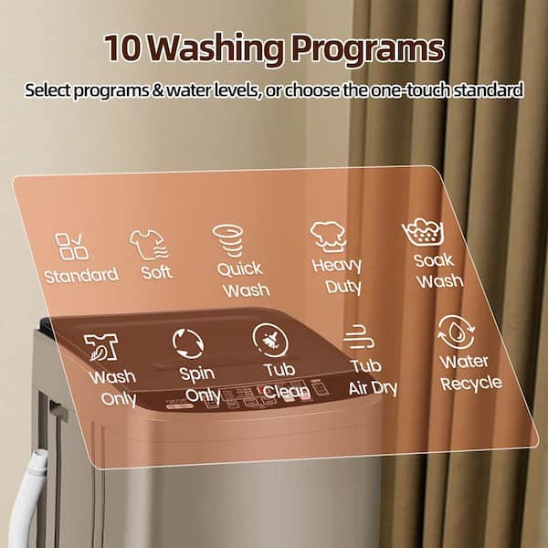 1.7 cu. ft. Full-Auto Portable Top Load Washer with 10-Wash Cycles, Compact for Dorm, Apt, Small Space in Gold