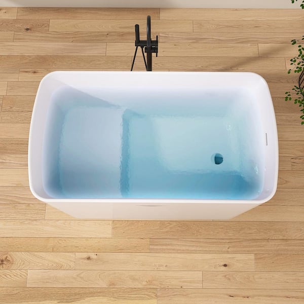 Zeafive 49 in. x 27.9 in. Acrylic Japanese Soaking Tub Flatbottom