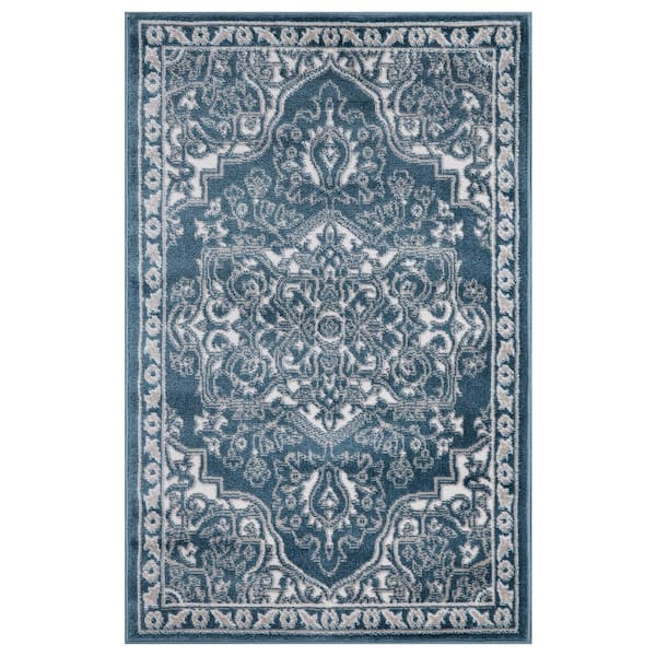 Concord Global Trading Jefferson Collection Vintage Medallion Blue 3 ft. x 4 ft. Area Rug