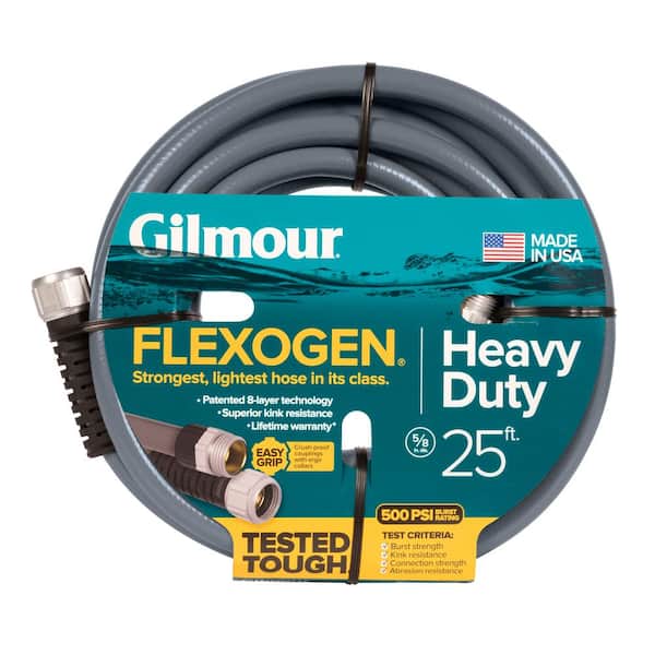 Gilmour 5/8 in. Dia x 25 ft. Gray Flexogen Heavy Duty Garden Water Hose  860251-1001 - The Home Depot