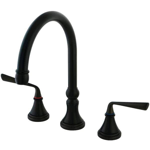 Kingston Brass Silver Sage 2-Handle Deck Mount Widespread Kitchen Faucets in Oil Rubbed Bronze