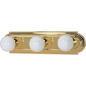 Nuvo 18 in. 3-Light Polished Brass Vanity Light with No Shade