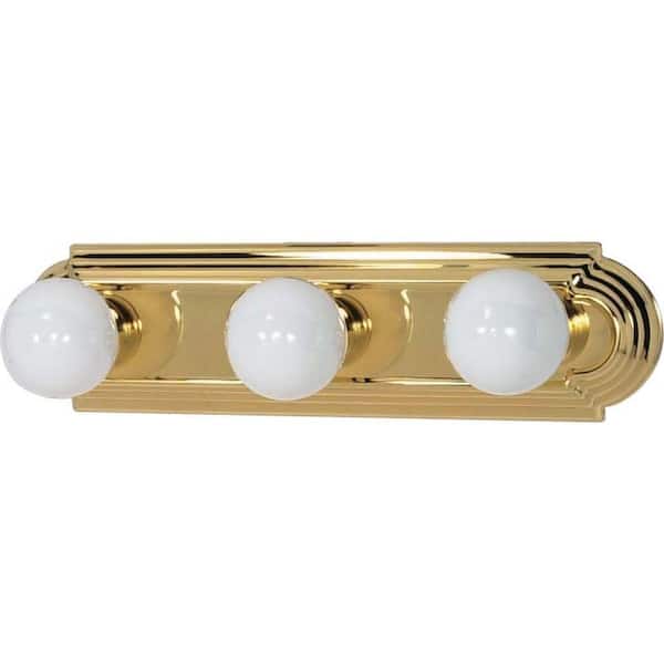 SATCO Nuvo 18 in. 3-Light Polished Brass Vanity Light with No Shade