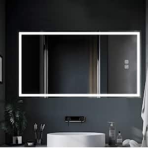26 in. W x 47 in. H Rectangular Frameless LED Anti-Fog Dimmable Bathroom Vanity Mirror in Silver