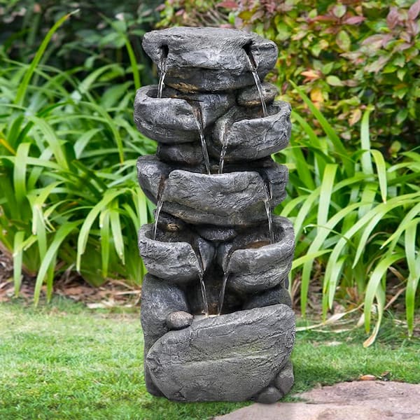 5-tiers Modern Eco-resin Outdoor Fountain Art Waterfall Indoor