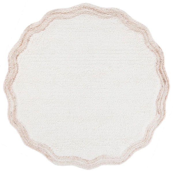 Vermont 6 ft. x 6 ft. Ivory/Beige Modern Solid Border Round Area Rug