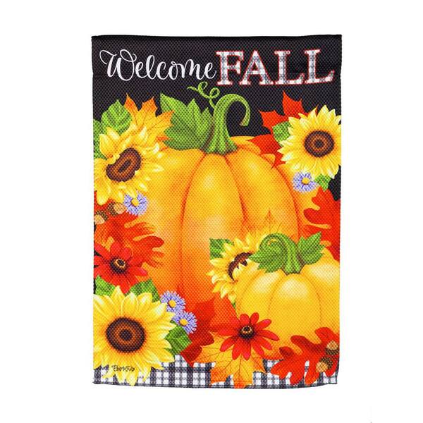 Evergreen 2-1/3 ft. x 3-2/3 ft. Welcome Fall House Textured Suede Flag