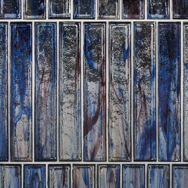 Ivy Hill Tile Fargin Brick Dusk Blue 1.96 in. x 11.81 in. Polished Glass Subway Wall Tile (3.22 sq. ft./Case)