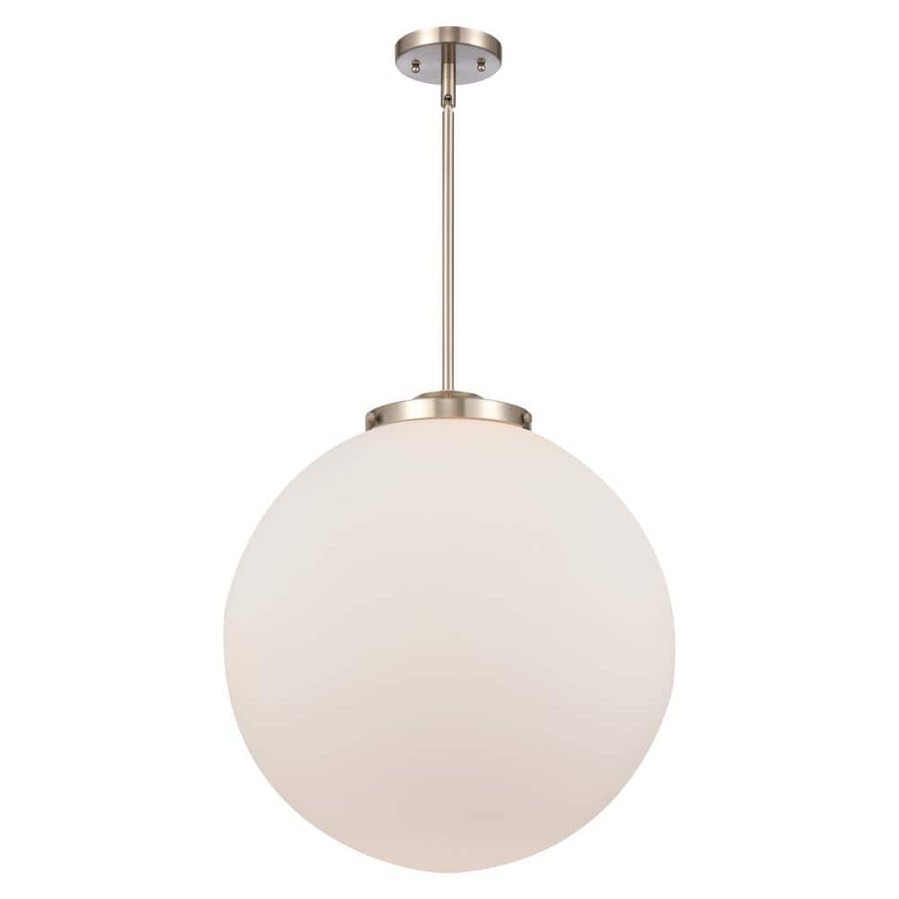 Beacon 60-Watt 1-Light Brushed Satin Nickel Shaded Mini Pendant Light with Matte White Glass price history on PriceWatchPro
