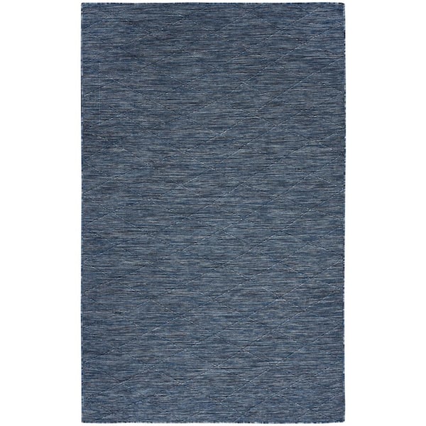 Nourison Washable Solutions Navy Blue 7 ft. x 10 ft. Diamond Contemporary Area Rug