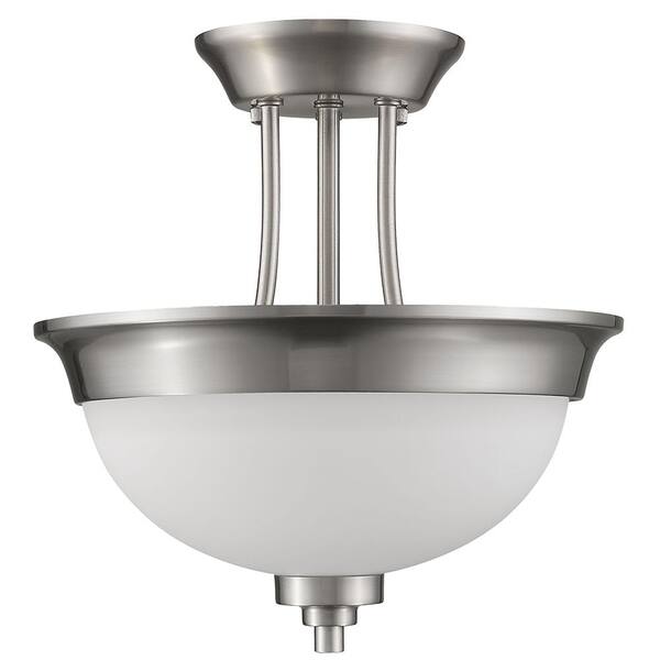 BELDI Vitoria 2-Light Satin Nickel Semi-Flush Mount Light