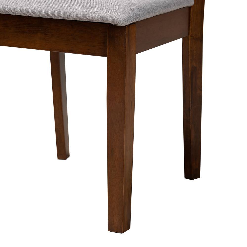 Walnut Brown Leather Upholstered Low Slat Side Chair