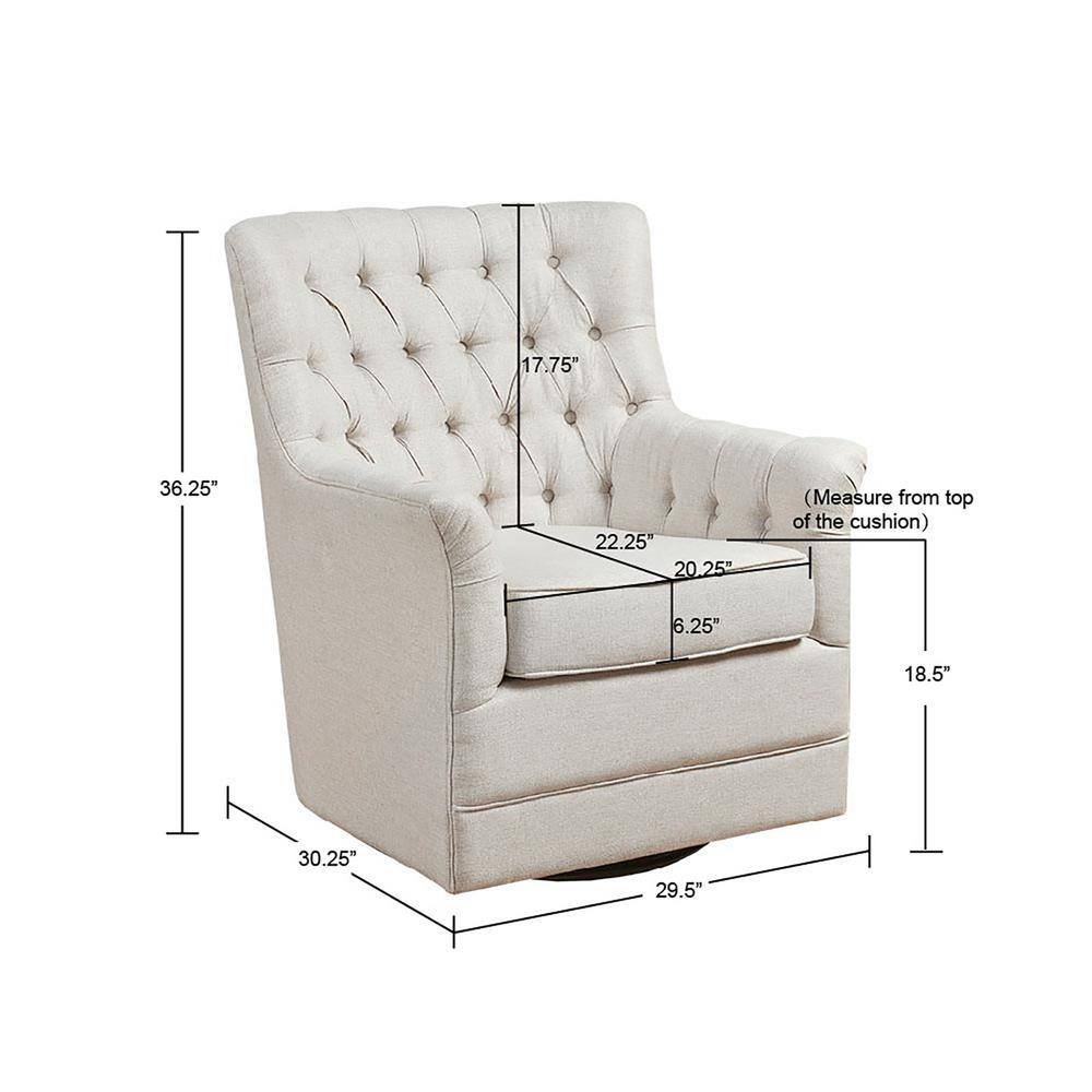 Cream Velvet Swivel Glider Accent Chair with Flared Arms