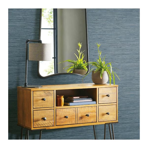 Grasscloth Blue Vinyl Peel and Stick Wallpaper Roll (Covers 28.18 sq. ft.)