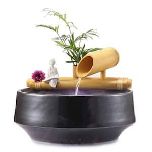 12 in. Bamboo Fountain with Plant Holder-Complete with Pump and Tubing