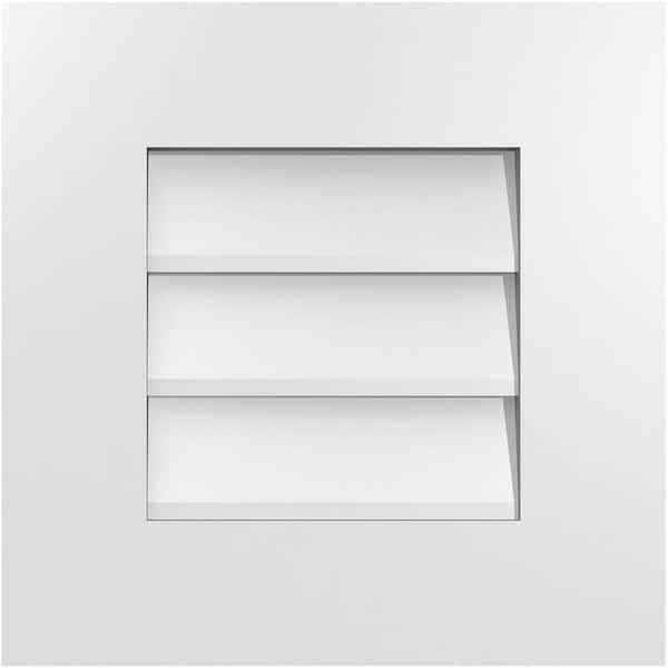 Ekena Millwork 16 in. x 16 in. Rectangular White PVC Paintable Gable Louver Vent Non-Functional