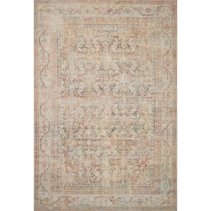 Adrian Natural/Apricot 2'-3" x 3'-9" Oriental Printed Polyester Pile Area Rug