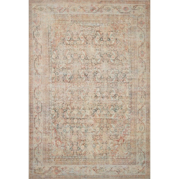 LOLOI II Adrian Natural/Apricot 7'-6" x 9'-6" Oriental Printed Polyester Pile Area Rug