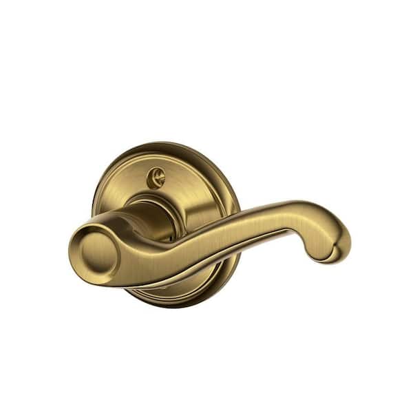 Schlage Flair Antique Brass Right Handed Dummy Door Handle