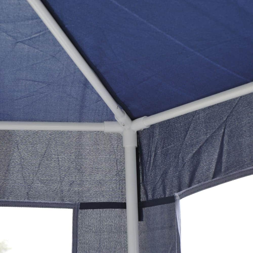 Blue Hexagon Outdoor Canopy Tent with Mesh Walls