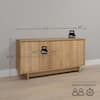 Prepac Finnley 61.5 in. Natural Oak Rectangle Engineered Wood Top Sideboard Cabinet Console TableCabinet with AdjustableShelves OCBG-2520-1