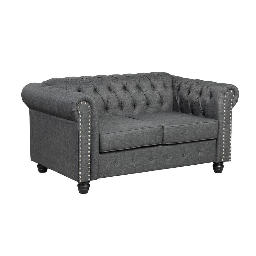 Morden Fort 60 in. Linen Grey Couches 2-Seater Loveseat for Living Room Furniture Sets