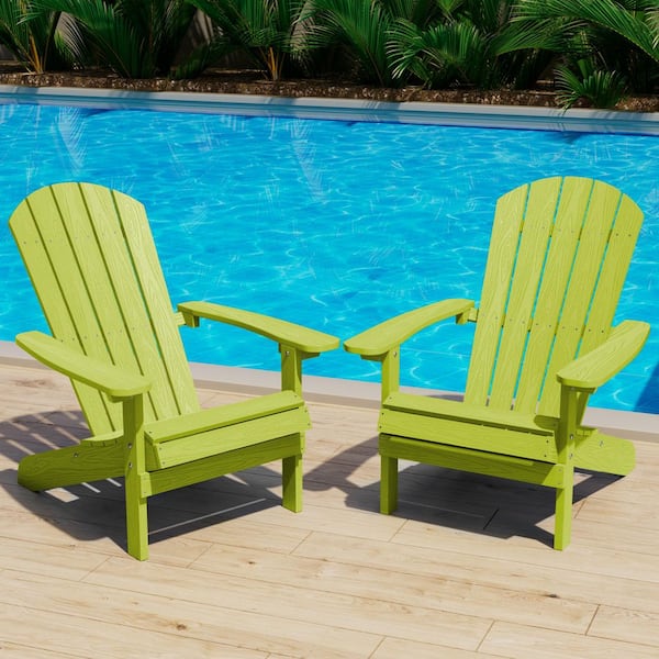 Classic Kelly Green Plastic Outdoor Patio Adirondack Chair (Set of 2)