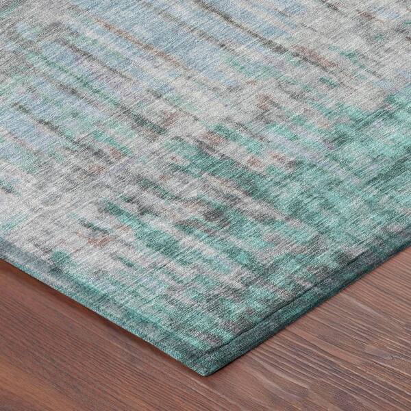 Chantille Machine Washable Indoor/Outdoor Abstract ACN2428 Teal 2 ft. x 7 ft. Runner Rug