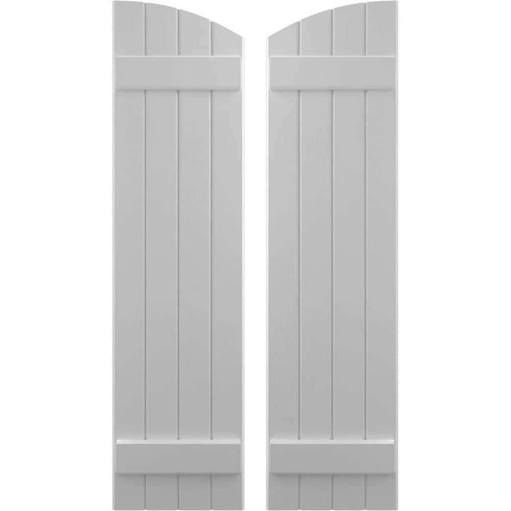 14 in. W x 67 in. H Americraft Exterior Real Wood Joined Board and Batten Shutters with Elliptical Top Primed price history on PriceWatchPro
